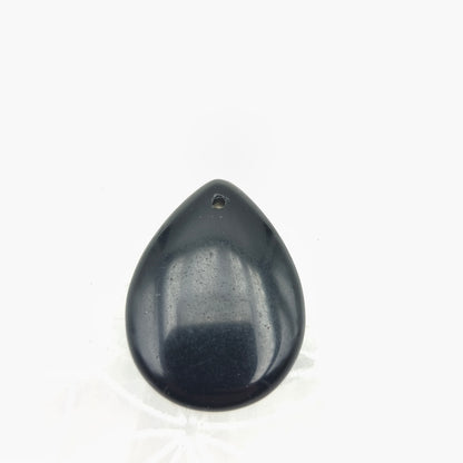 Pendentif goutte perçé Taille M 30 x 25 mm. - Obsidienne noire