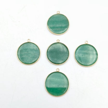 Pendentif rond serti Aventurine verte