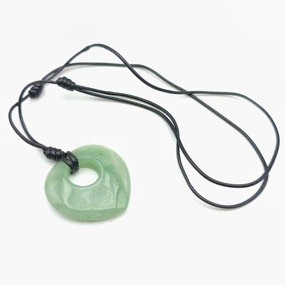 Colgante corazón G con su cordón - Aventurina verde