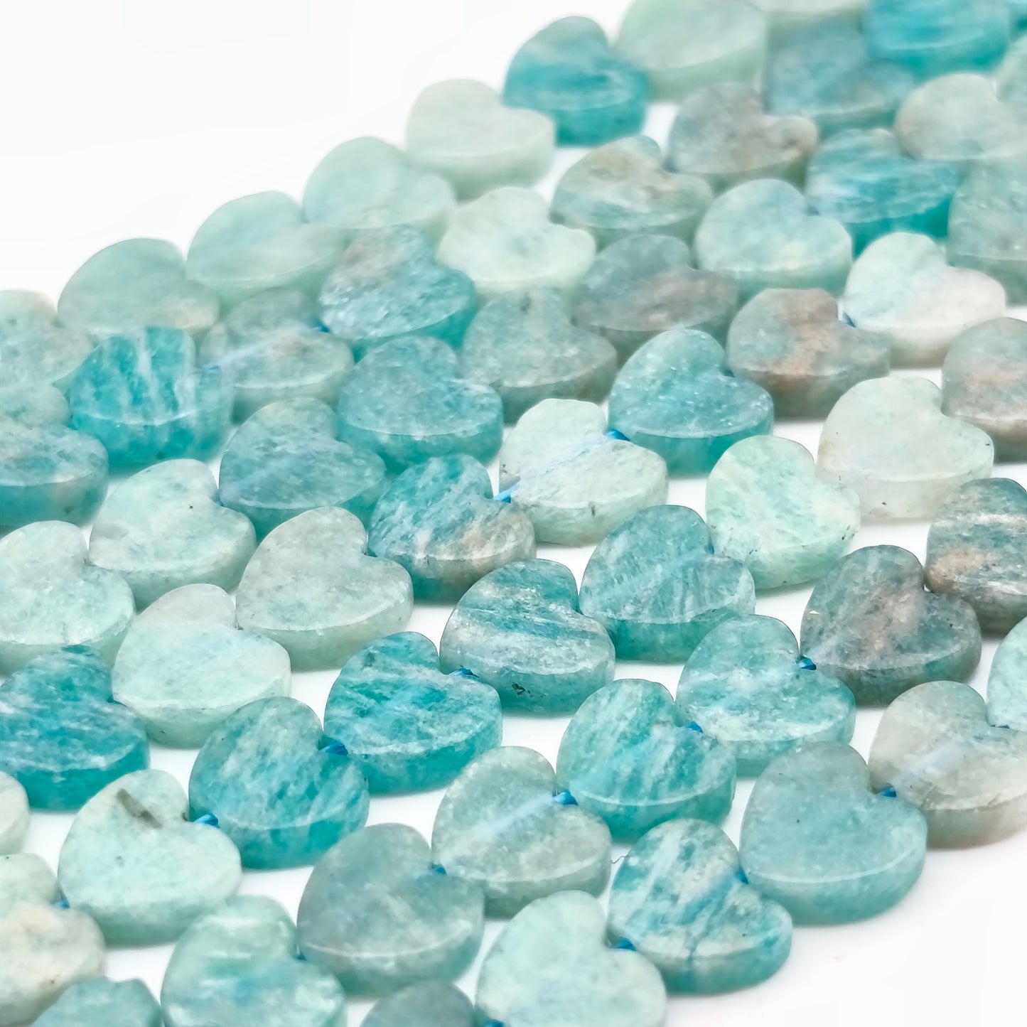 Rang de perles cœur - Amazonite (6 mm)