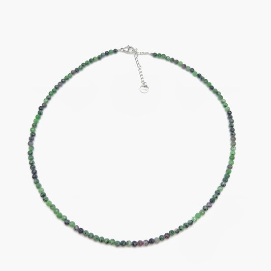 Collier perles facettées - Rubis / Zoïsite (3 mm)
