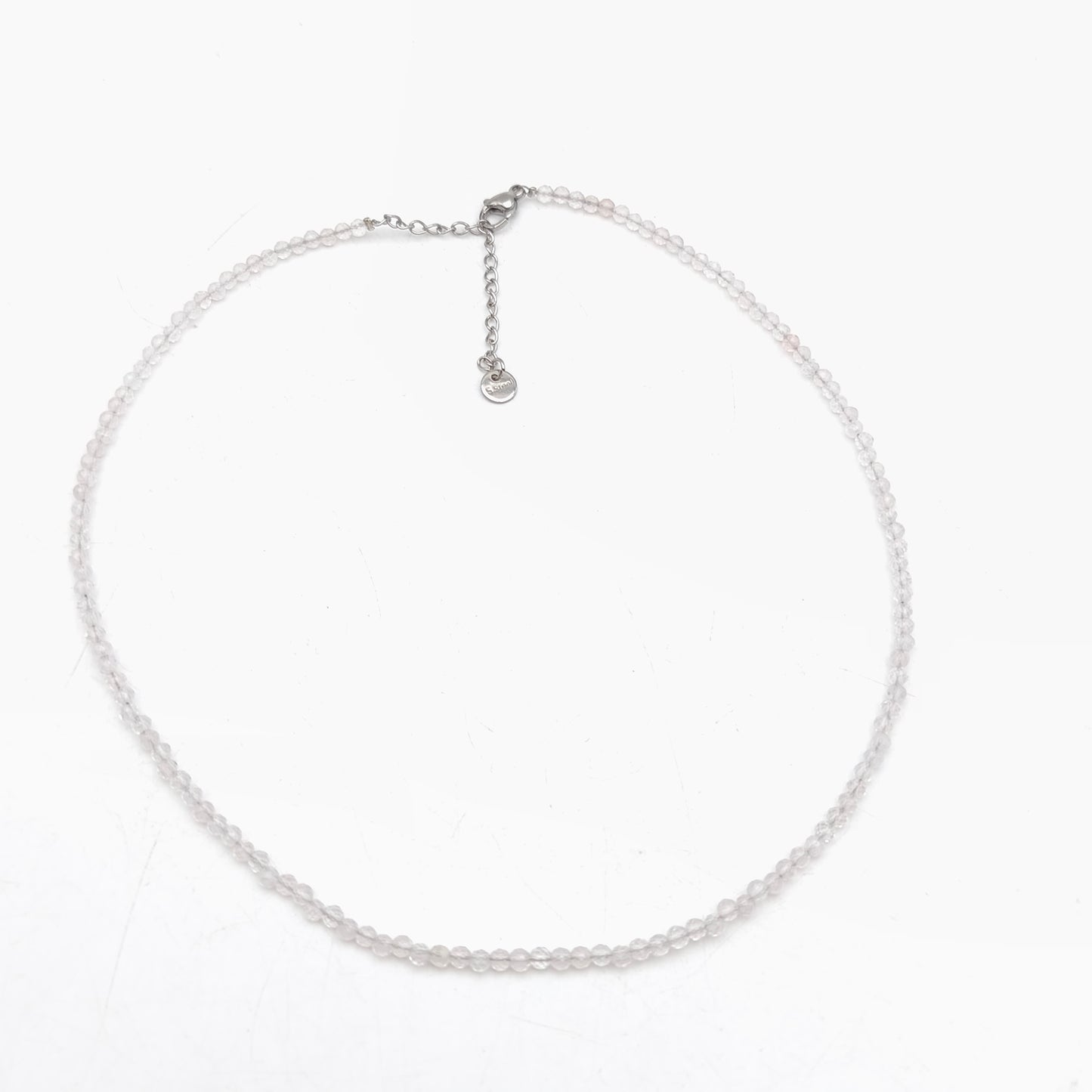 Collier perles facettées - Quartz rose (3 mm) EXTRA (transparent)