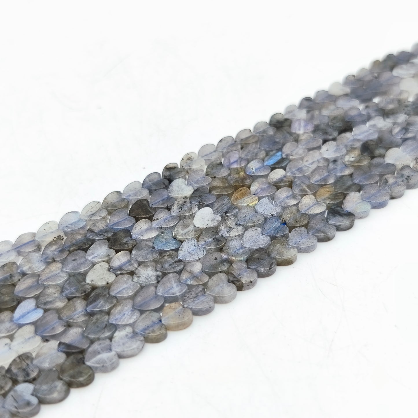 Rang de perles cœur - Labradorite naturelle (6 mm)