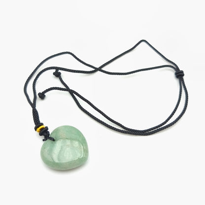 Colgante corazón M con cordón - Aventurina verde