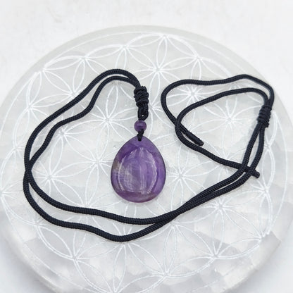 Pendentif poire avec son cordon - Améthyste