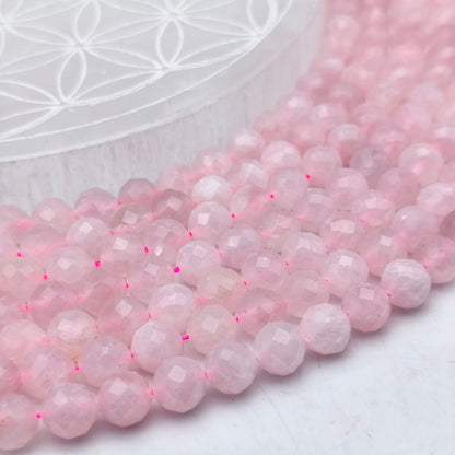 Rang de perles facettées - Quartz rose (8 mm)
