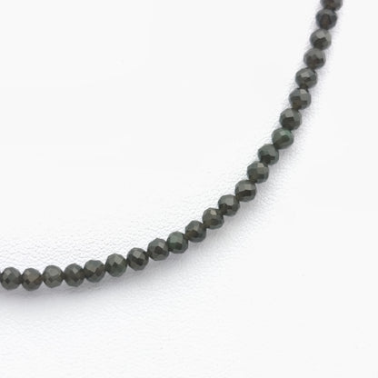 Collier perles facettées - Obsidienne noire (3 mm)