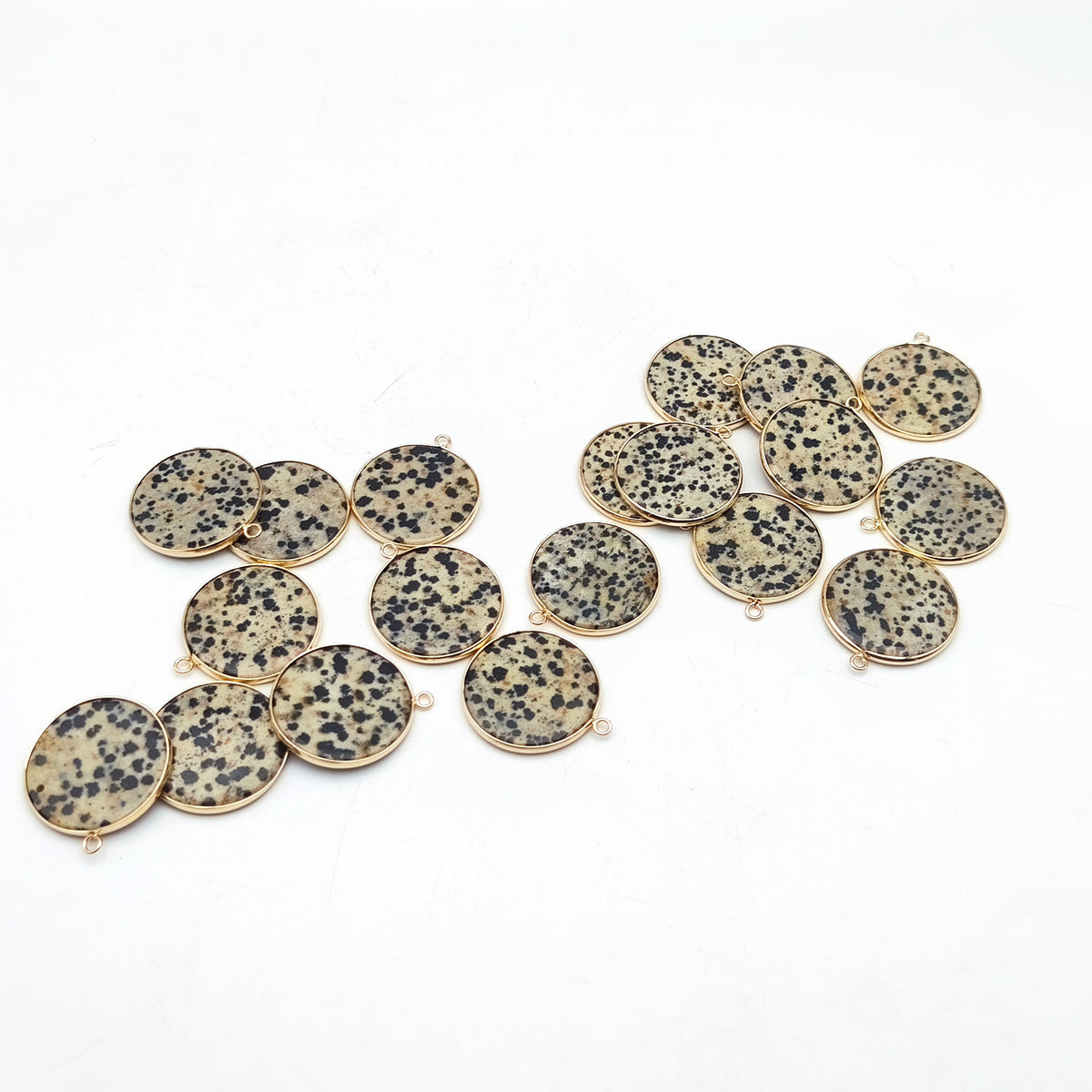 Pendentif rond serti Jaspe Dalmatien