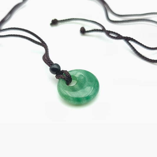 Pendentif rond 2 cm avec son cordon - Aventurine verte