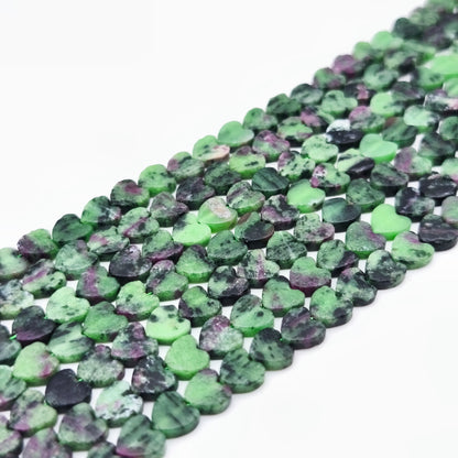 Rang de perles cœur - Rubis / Zoïsite (6 mm)
