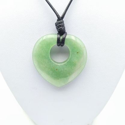 Colgante corazón G con su cordón - Aventurina verde