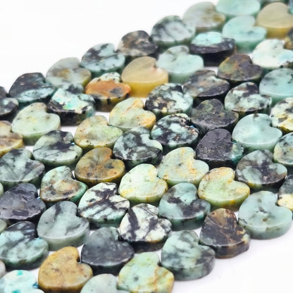 Rang de perles cœur - Turquoise (6 mm)
