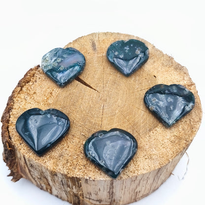 Petit Coeur PLAT- Agate mousse - Taille M