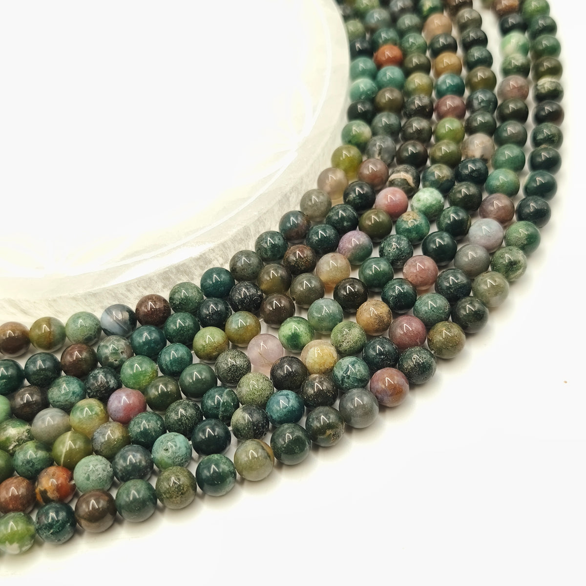 Rang de perles - Agate Mousse (8 mm)