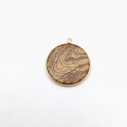 Pendentif rond serti Jaspe Paysage