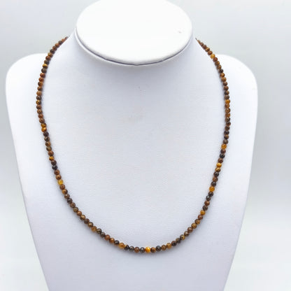 Collier perles facettées - Oeil de tigre EXTRA (3 mm)