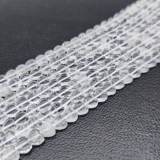 Rang de perles cœur - Cristal de roche (6 mm)