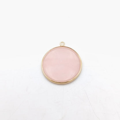 Pendentif rond serti Quartz rose
