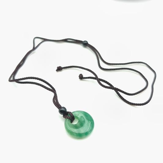 Pendentif rond 2 cm avec son cordon - Aventurine verte
