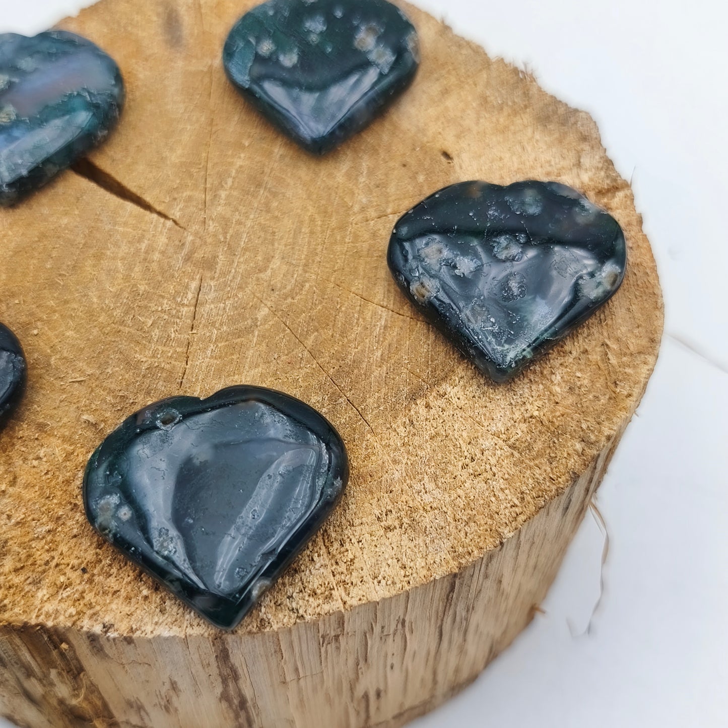 Petit Coeur PLAT- Agate mousse - Taille M