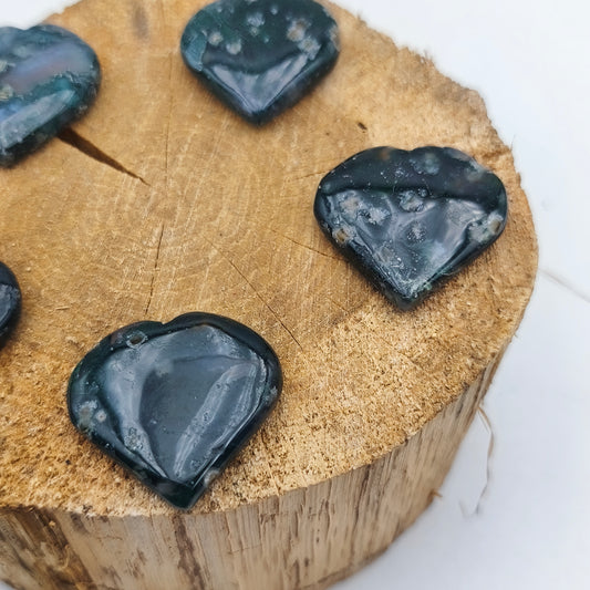Petit Coeur PLAT- Agate mousse - Taille M