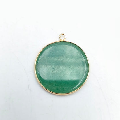 Pendentif rond serti Aventurine verte