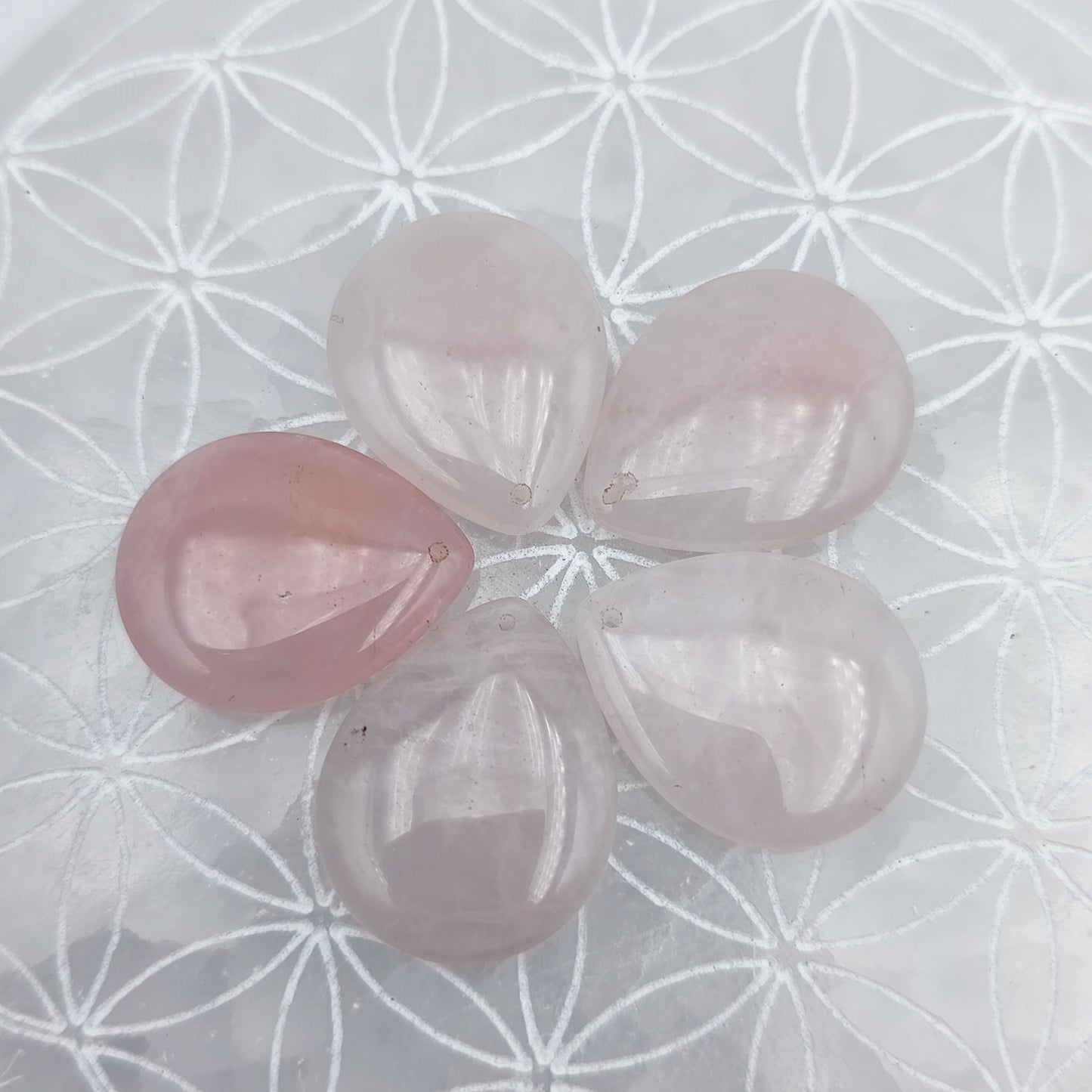 Colgante gota perforada - Cuarzo rosa