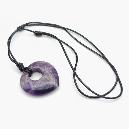 Herzanhänger G mit Kordel - Naturamethyst