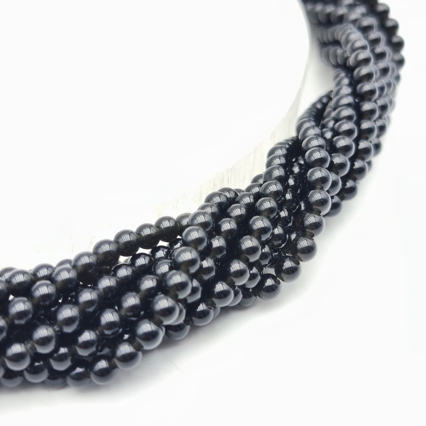Rang de perles - Obsidienne noire (4 mm)
