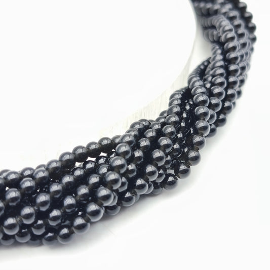 Rang de perles - Obsidienne noire (4 mm)