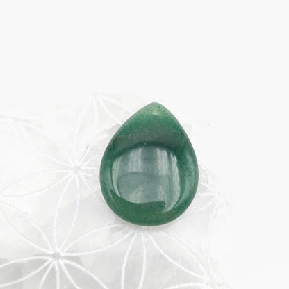 Pendentif goutte perçé Taille M 30 x 25 mm. - Aventurine verte