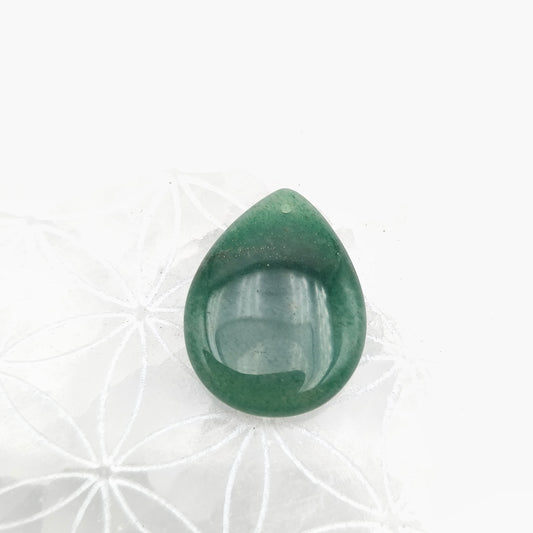 Pendentif goutte perçé Taille M 30 x 25 mm. - Aventurine verte