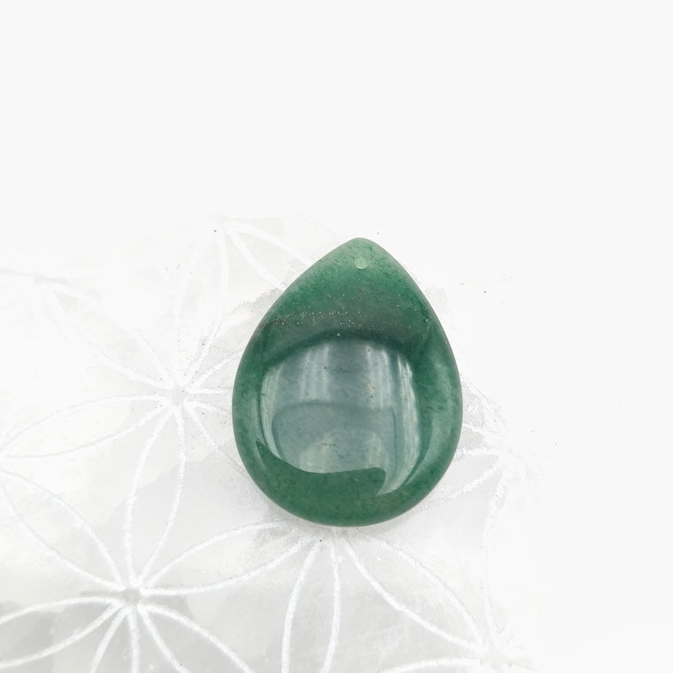 Pendentif goutte perçé Taille M 30 x 25 mm. - Aventurine verte