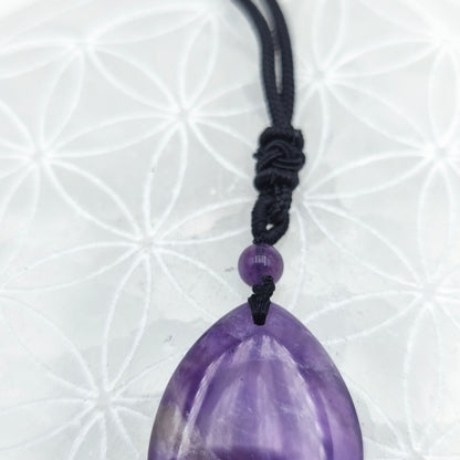 Pendentif poire avec son cordon - Améthyste