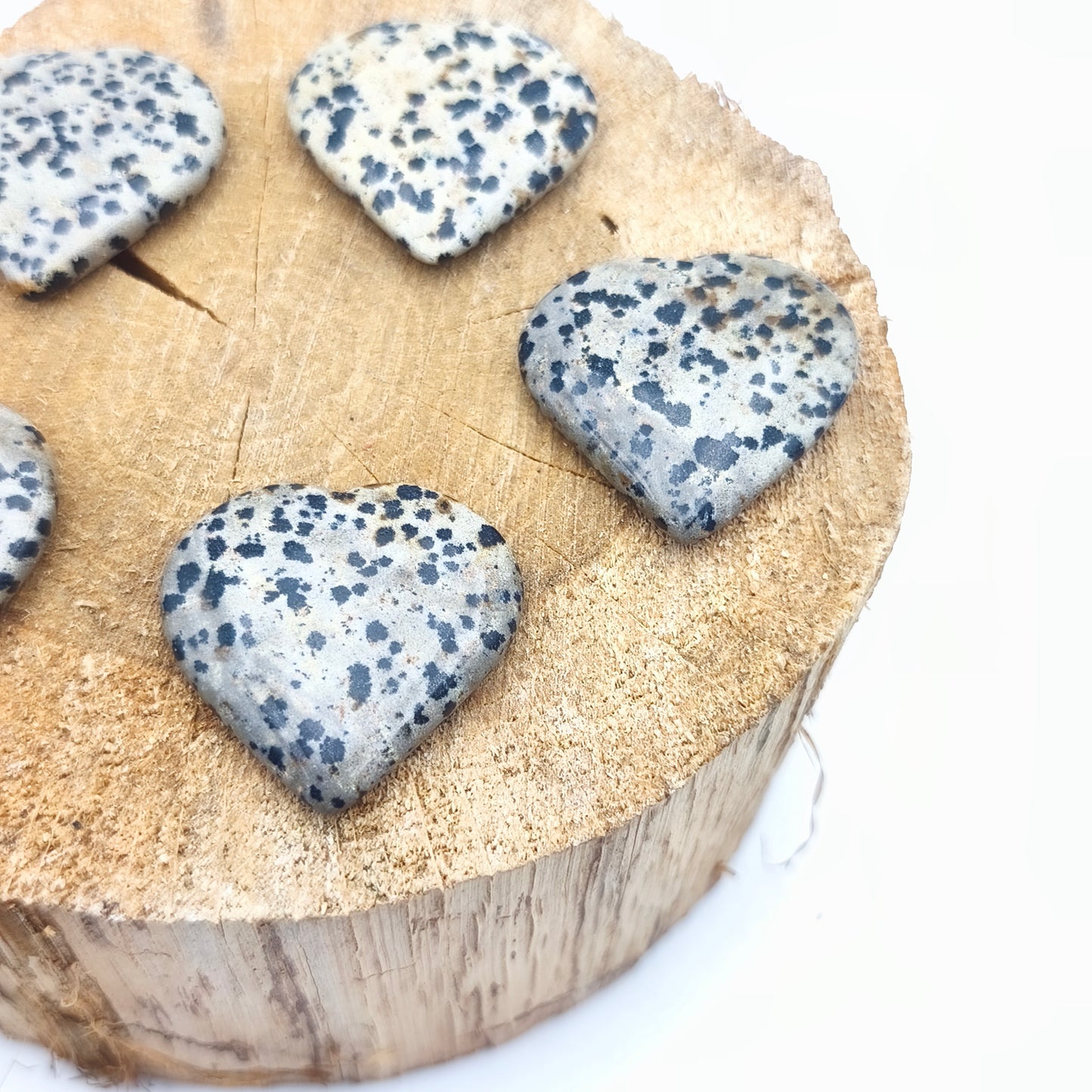 Petit Coeur PLAT - Jaspe dalmatien - Taille M
