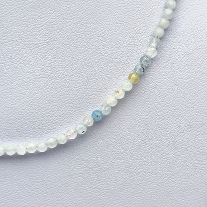 Collier perles facettées - Aigue Marine (3 mm)