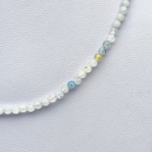 Collier perles facettées - Aigue Marine (3 mm)
