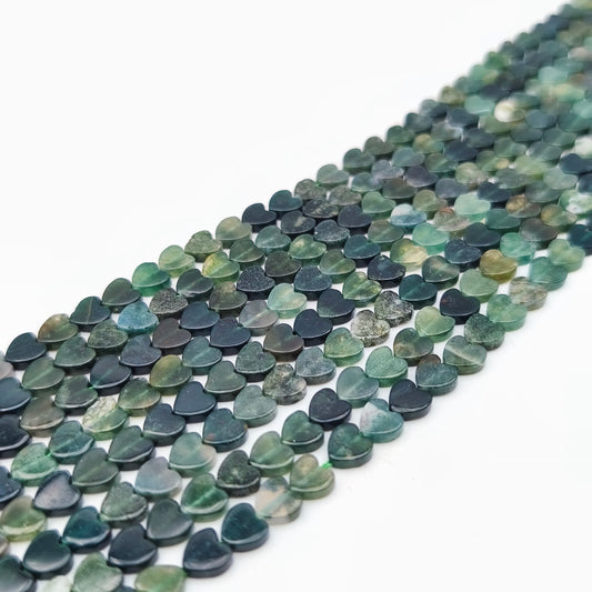 Rang de perles cœur - Agate mousse (6 mm)
