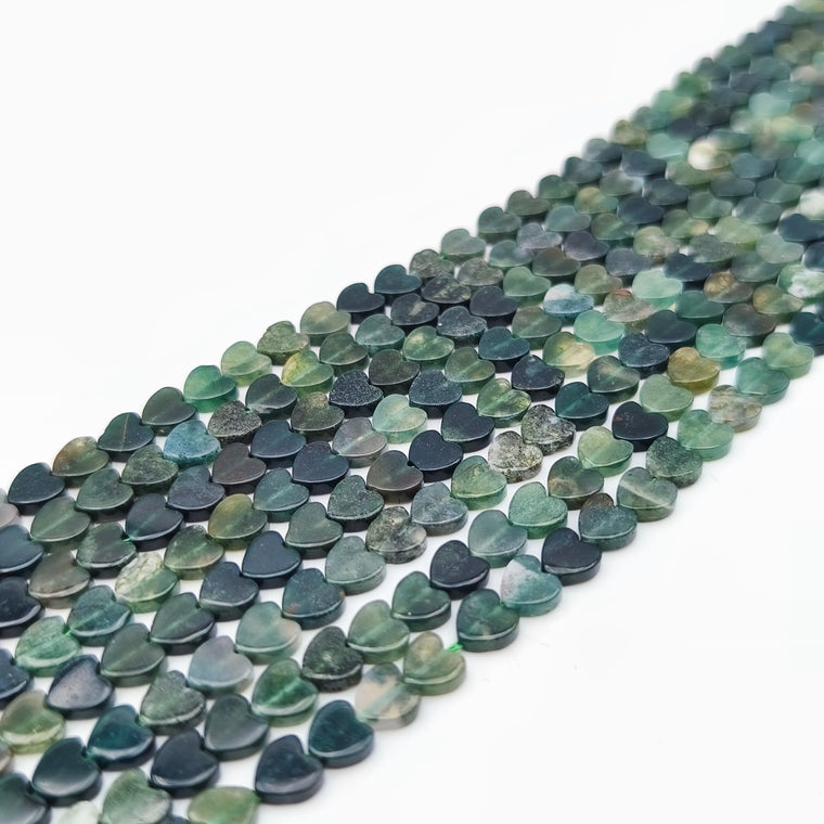 Rang de perles cœur - Agate mousse (6 mm)