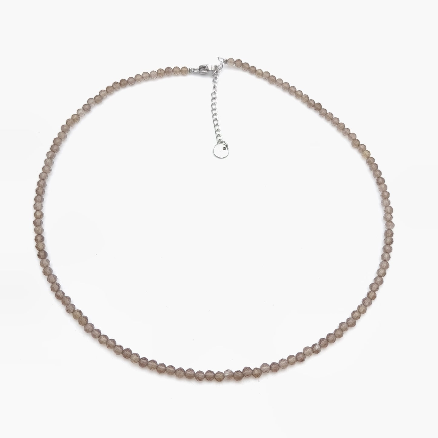 Collier perles facettées - Quartz fumé (3 mm)