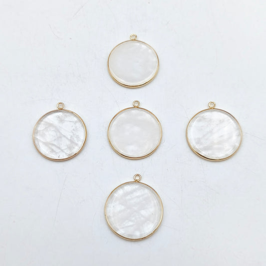 Pendentif rond serti Cristal de roche