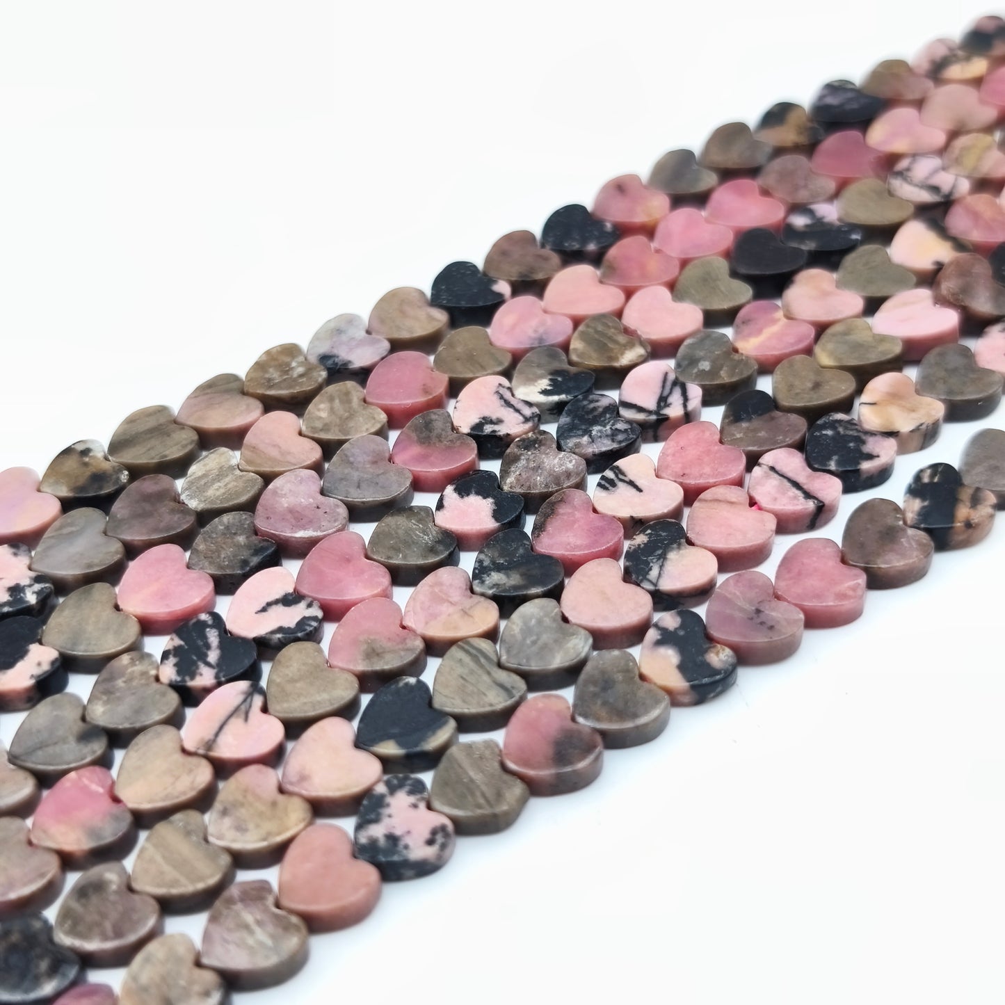 Rang de perles cœur - Rhodonite (6 mm)