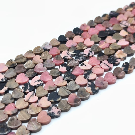Rang de perles cœur - Rhodonite (6 mm)