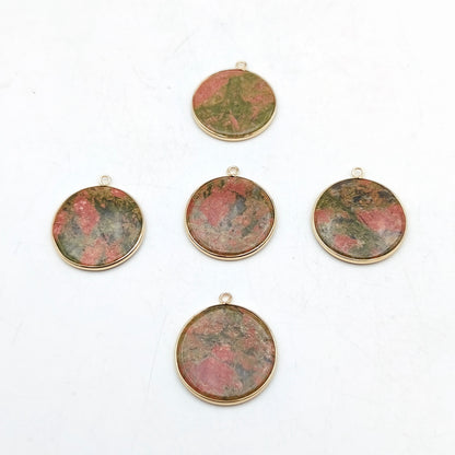 Pendentif rond serti Jaspe Unakite