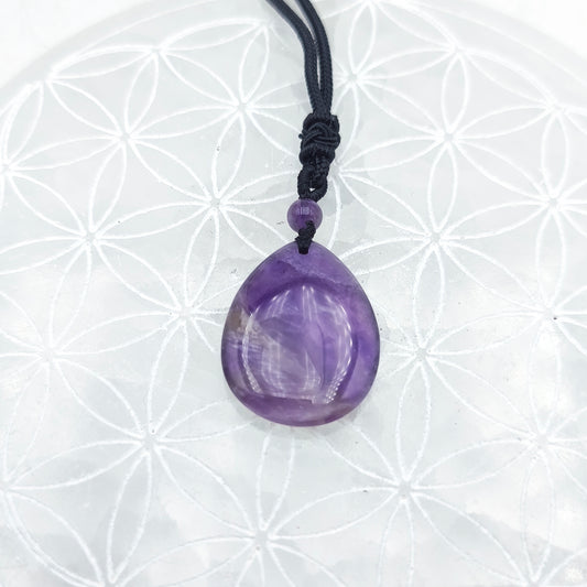 Pendentif poire avec son cordon - Améthyste
