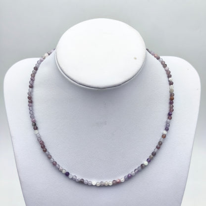 Collier perles facettées -  Lépidolite (3 mm)