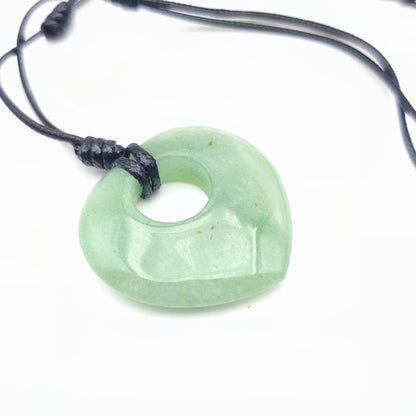Colgante corazón G con su cordón - Aventurina verde
