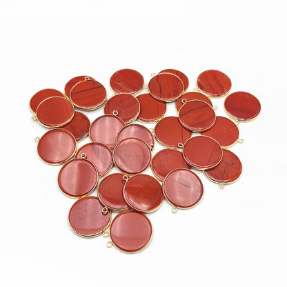 Pendentif rond serti Jaspe Rouge