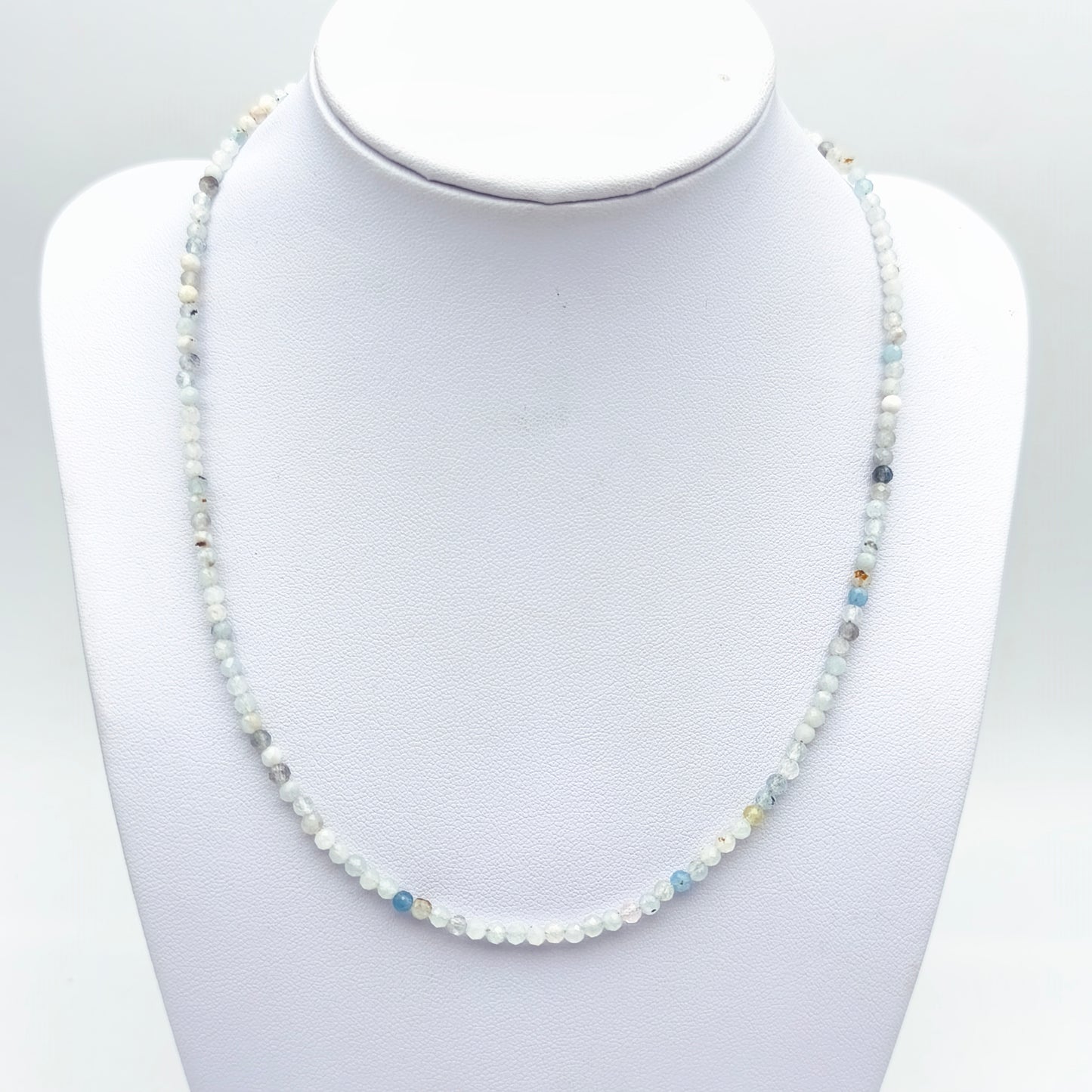 Collier perles facettées - Aigue Marine (3 mm)