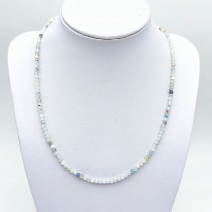 Collier perles facettées - Aigue Marine (3 mm)